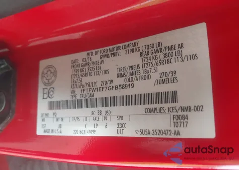 2016 Ford F-150 Xlt from USA, damaged, VIN 1FTFW1EF7GFB58919